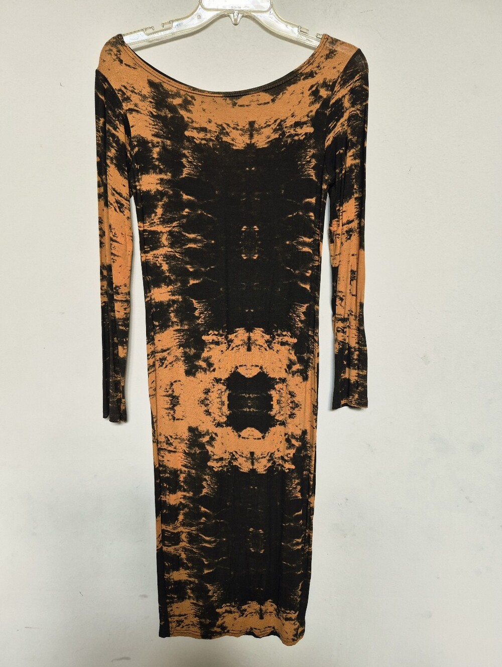 INSTYLE NWNT Women's Long Sleeve Tie-Dye Bodycon Dress - Black & Orange Size M/L
